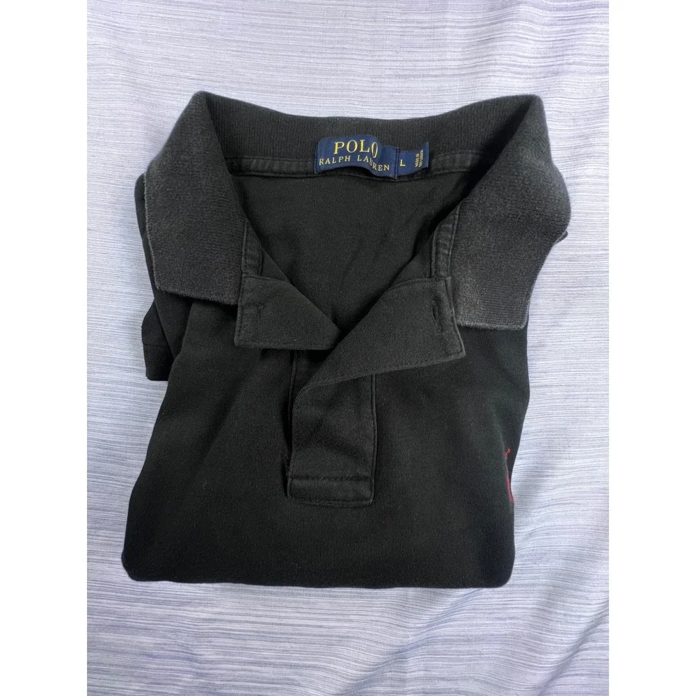 Polo Ralph Lauren Mens Large Black Short Sleeve Red Pony Logo Polo Shirt